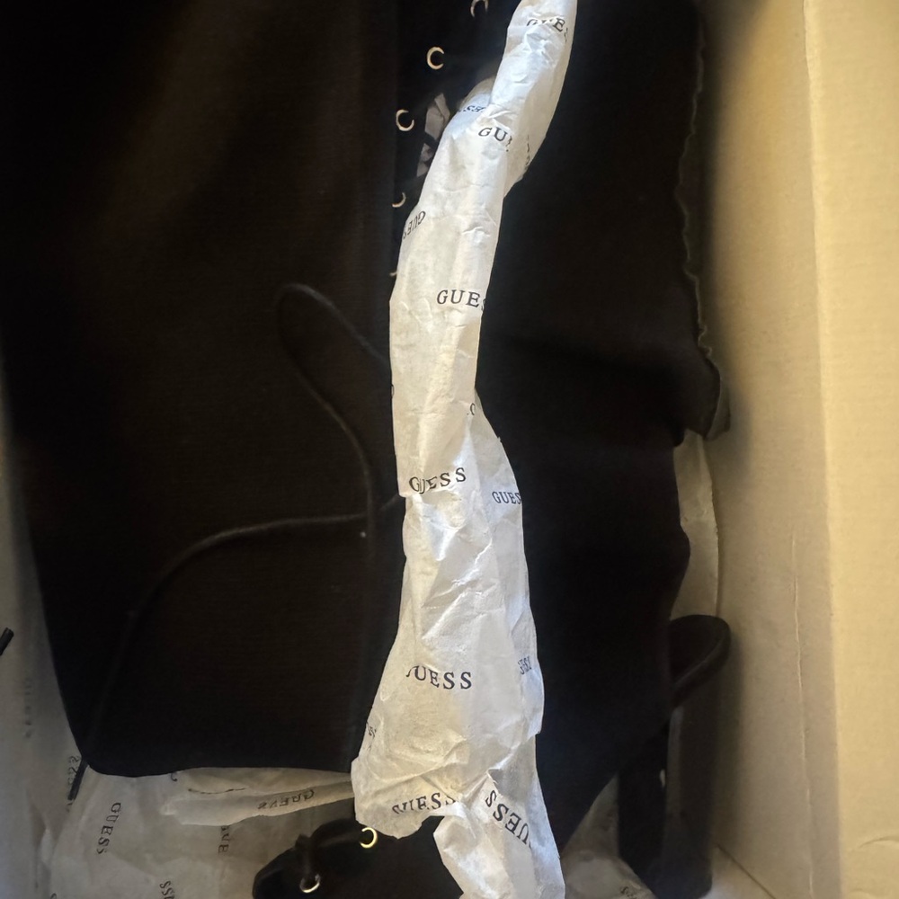 Guess Black Lace-Up Block Heel Booties